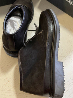 Neu $ 650 Ermenegildo Zegna Wildleder/Lederstiefel Schuhe DK Braun 9 US Italien 