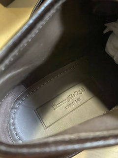 Neu $ 650 Ermenegildo Zegna Wildleder/Lederstiefel Schuhe DK Braun 9 US Italien 