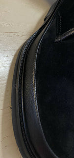 Neu $ 650 Ermenegildo Zegna Wildleder/Leder Stiefel Schuhe Schwarz 11 US Italien 