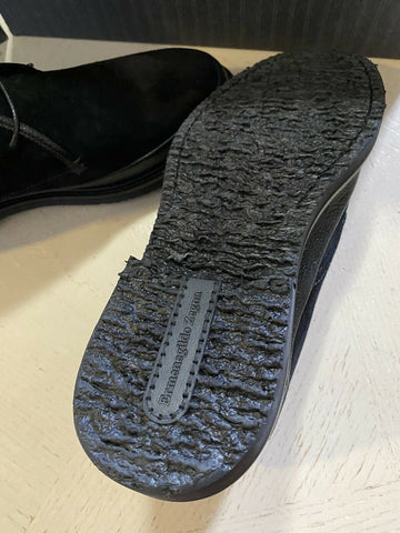 Neue $ 650 Ermenegildo Zegna Wildleder/Leder Stiefel Schuhe Schwarz 9 US Italien 