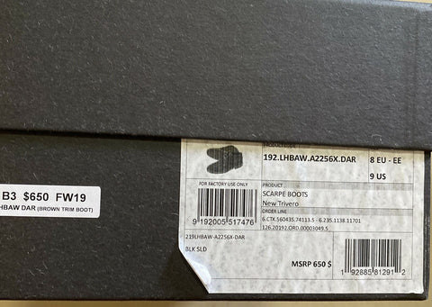 Neue $ 650 Ermenegildo Zegna Wildleder/Leder Stiefel Schuhe Schwarz 9 US Italien 