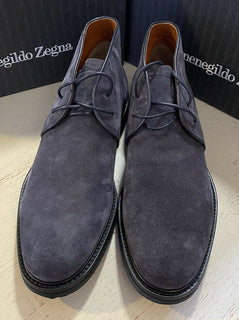 Neu $ 650 Ermenegildo Zegna Wildleder/Leder Stiefel Schuhe Marine/Blau 11 US Italien 