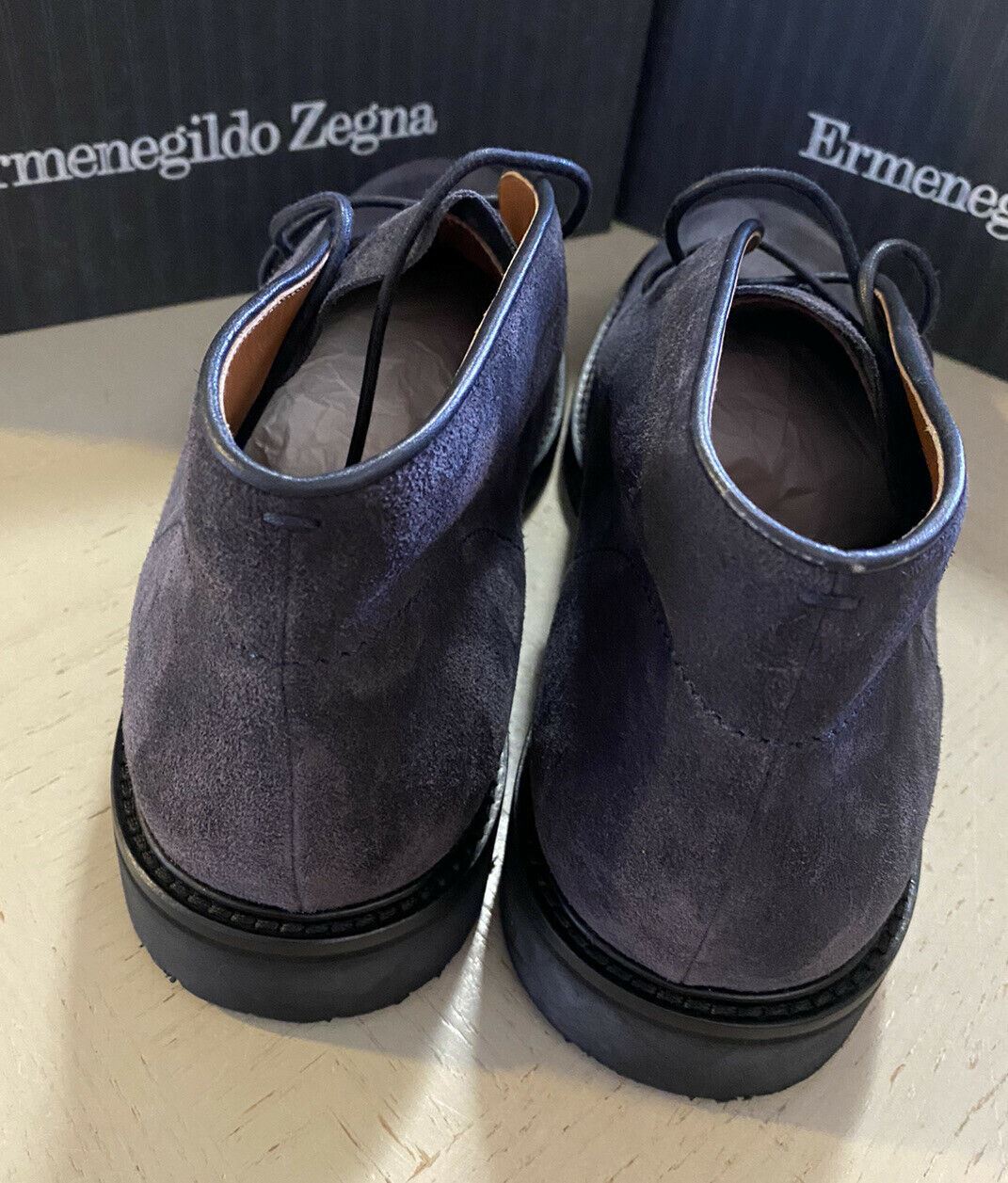 New $650 Ermenegildo Zegna Suede/Leather Boots Shoes Navy/Blue 11 US Italy