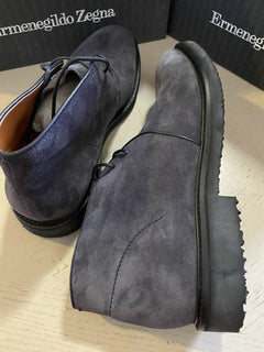 Neu $ 650 Ermenegildo Zegna Wildleder/Leder Stiefel Schuhe Marine/Blau 11 US Italien 