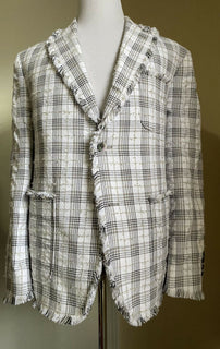 NWT $2490 Thom Browne Men Seersucker Tweed Jacket Blazer Black/White Size 3/L