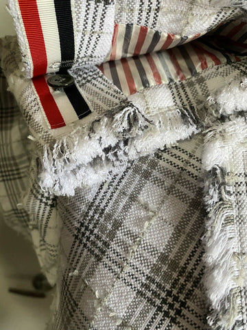 Neu mit Etikett: 2490 $ Thom Browne Herren-Seersucker-Tweed-Jacken-Blazer Schwarz/Weiß Größe 3/L