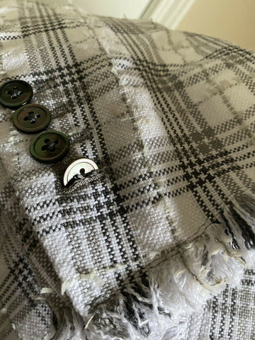 Neu mit Etikett: 2490 $ Thom Browne Herren-Seersucker-Tweed-Jacken-Blazer Schwarz/Weiß Größe 3/L