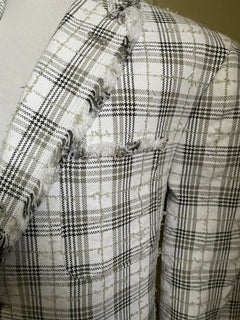 NWT $2490 Thom Browne Men Seersucker Tweed Jacket Blazer Black/White Size 3/L