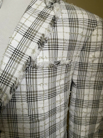 Neu mit Etikett: 2490 $ Thom Browne Herren-Seersucker-Tweed-Jacken-Blazer Schwarz/Weiß Größe 3/L