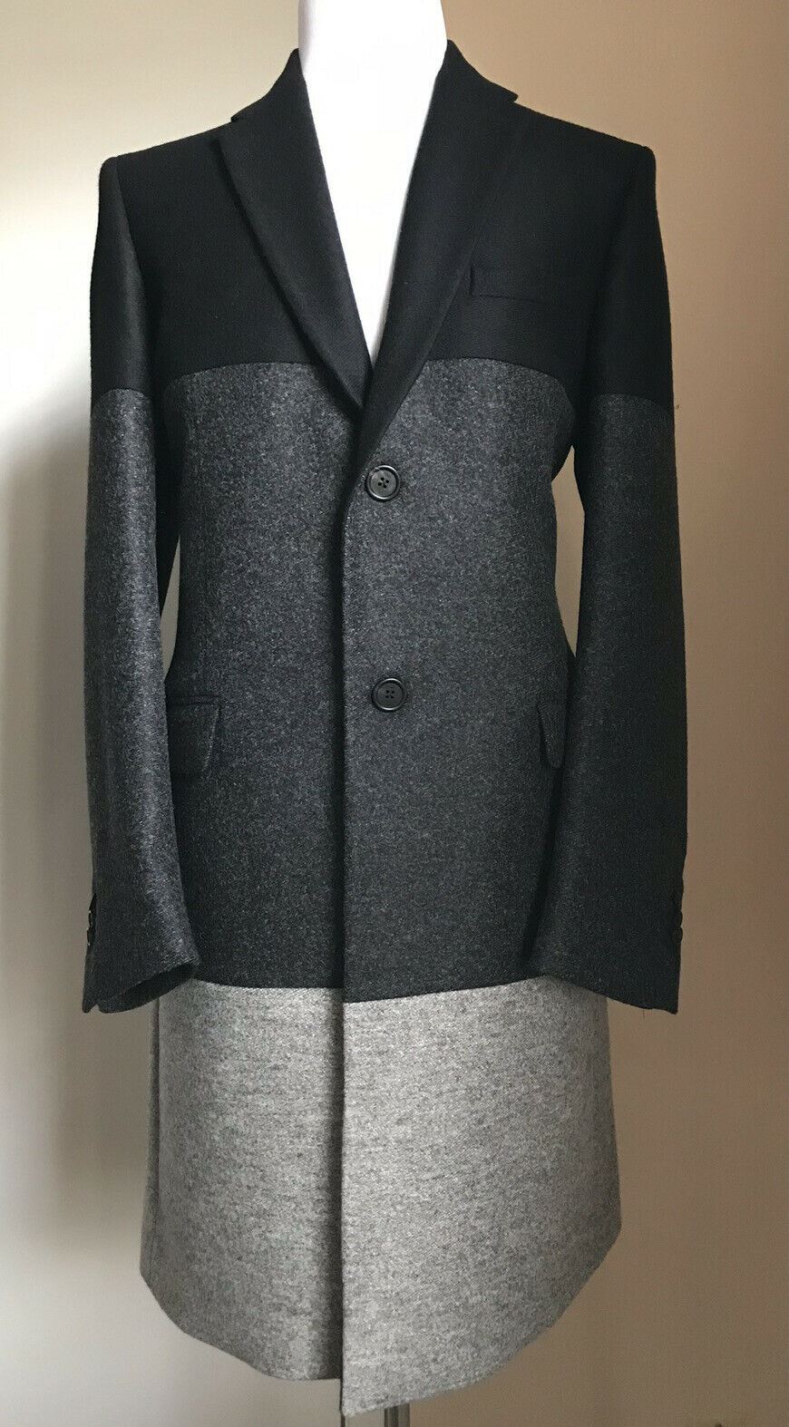 Neuer $2250 Fendi Herren Mantel Mantel Schwarz/Grau Größe 44 US (54 Ita) Italien