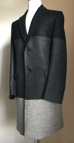 New $2250 Fendi Mens Overcoat Coat Black/Gray Size 44 US ( 54 Ita ) Italy