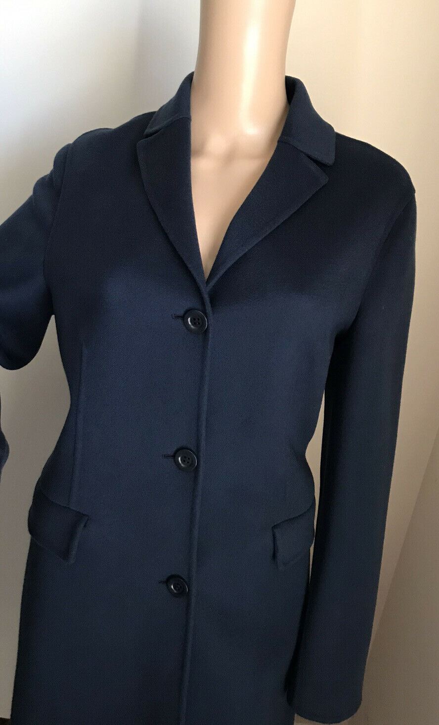 New $8200 Loro Piana Women Baby Cashmere  Overcoat Coat DK Blue 44/10 Italy