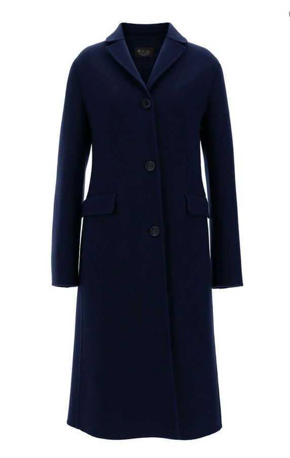 New $8200 Loro Piana Women Baby Cashmere  Overcoat Coat DK Blue 44/10 Italy