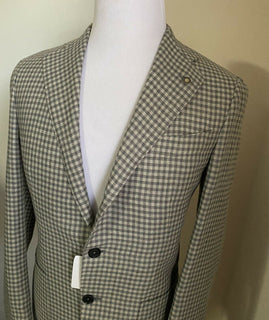 Neu mit Etikett: 2100 $ Eidos Herrenjacken-Blazer Grau Gingh 40 US (50 Eu) Italien
