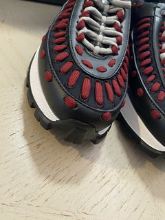 Neue 795 $ Ermenegildo Zegna Couture Leder-Sneakers Schuhe Schwarz 8 US Italien