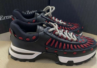 Neue 795 $ Ermenegildo Zegna Couture Leder-Sneakers Schuhe Schwarz 8 US Italien