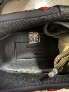 Neue 795 $ Ermenegildo Zegna Couture Leder-Sneakers Schuhe Schwarz 8 US Italien