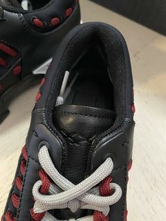 Neue 795 $ Ermenegildo Zegna Couture Leder-Sneakers Schuhe Schwarz 8 US Italien