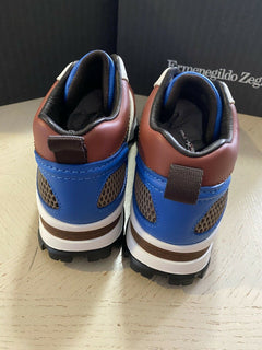 Neue 650 $ Ermenegildo Zegna Couture Leder-Sneakers Schuhe Braun 10,5 US Italien