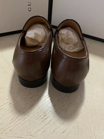 Новые мужские кожаные лоферы GG Monogram от Gucci, коричневые 8,5 США (7,5 Великобритании) Италия