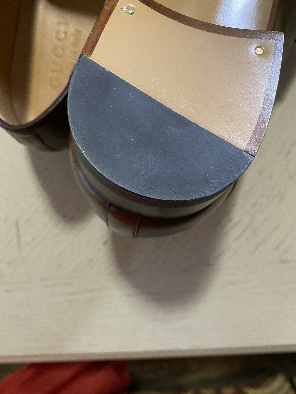 Новые мужские кожаные лоферы GG Monogram от Gucci, коричневые 8,5 США (7,5 Великобритании) Италия