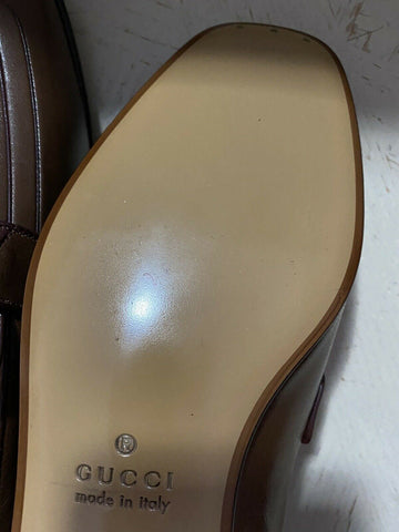 Новые мужские кожаные лоферы GG Monogram от Gucci, коричневые 8,5 США (7,5 Великобритании) Италия