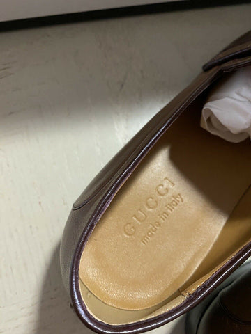 Новые мужские кожаные лоферы GG Monogram от Gucci, коричневые 8,5 США (7,5 Великобритании) Италия