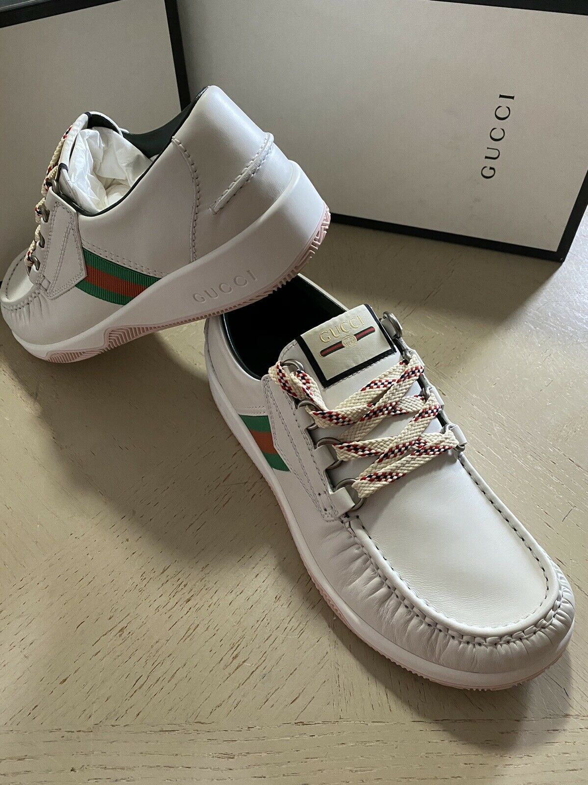 Новые мужские кожаные кроссовки Gucci, белые 11 США (10 Великобритания) Италия