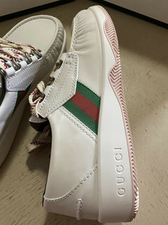 Neue Gucci Herren-Sneakers aus Leder, Weiß, 11 US (10 UK), Italien