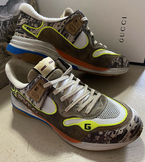 Neue Gucci Herren-Sneakers aus Leder, Braun/Grau/Beige, 12 US (11 UK), Italien