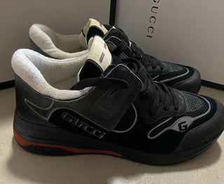 Neue Gucci Herren-Leder-Sneakers, Schuhe, Schwarz, 8,5 US (7,5 UK), Italien