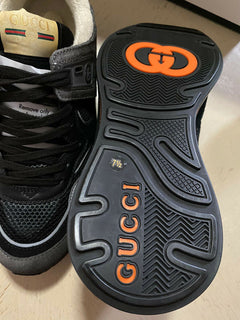 Neue Gucci Herren-Leder-Sneakers, Schuhe, Schwarz, 8,5 US (7,5 UK), Italien