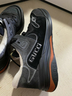 Neue Gucci Herren-Leder-Sneakers, Schuhe, Schwarz, 8,5 US (7,5 UK), Italien
