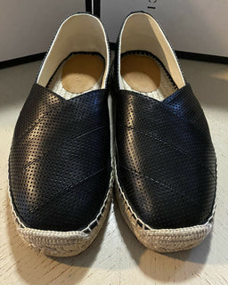 Neue Gucci Herren-Espadrille-Schuhe aus Leder, Schwarz, 8 US/7 UK