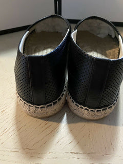 Neue Gucci Herren-Espadrille-Schuhe aus Leder, Schwarz, 8 US/7 UK