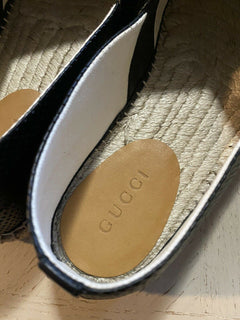 Neue Gucci Herren-Espadrille-Schuhe aus Leder, Schwarz, 8 US/7 UK