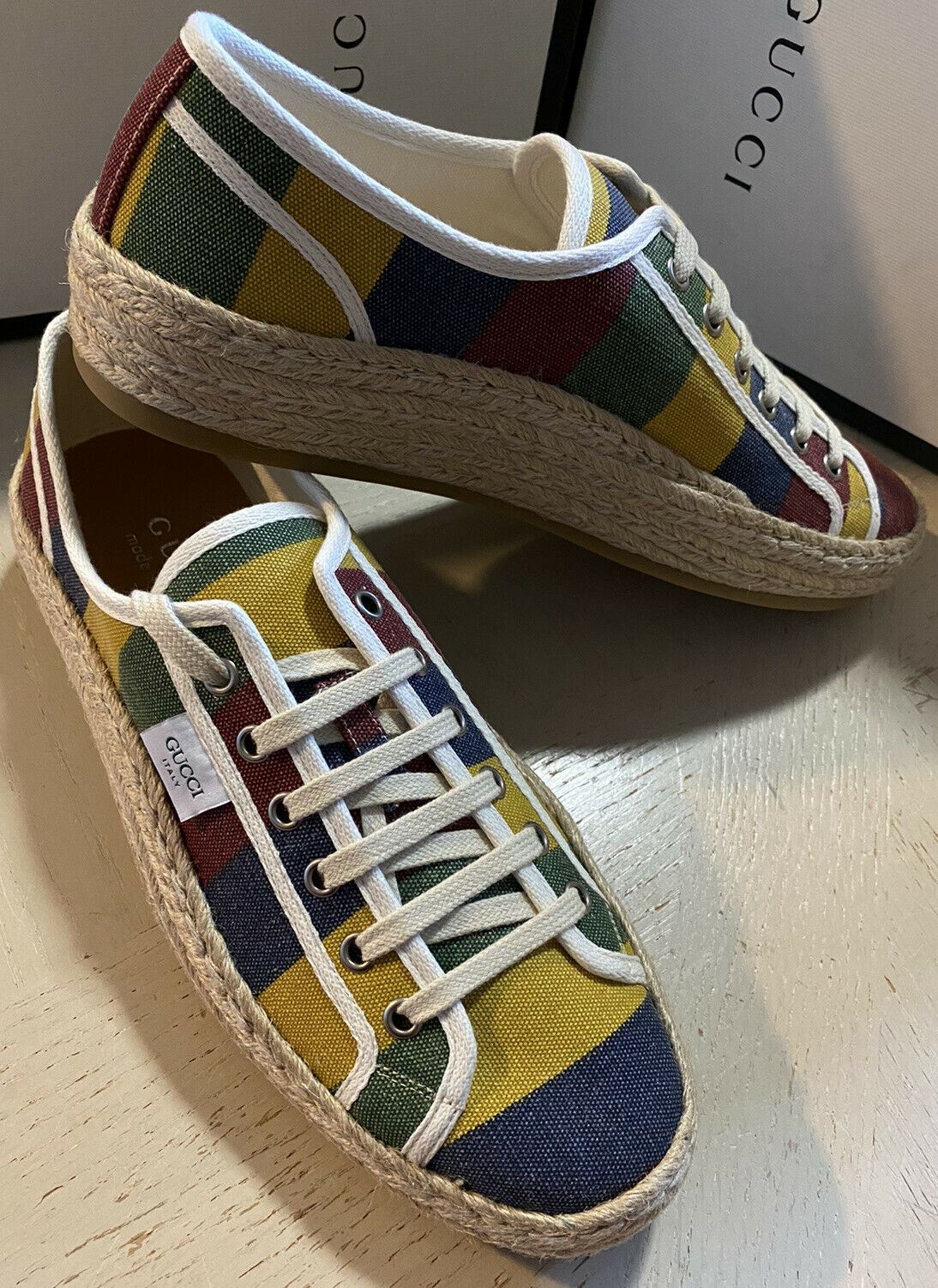 Neue Gucci Herren Canvas Espadrille Schuhe Mehrfarbig 9 US/8 UK Italien