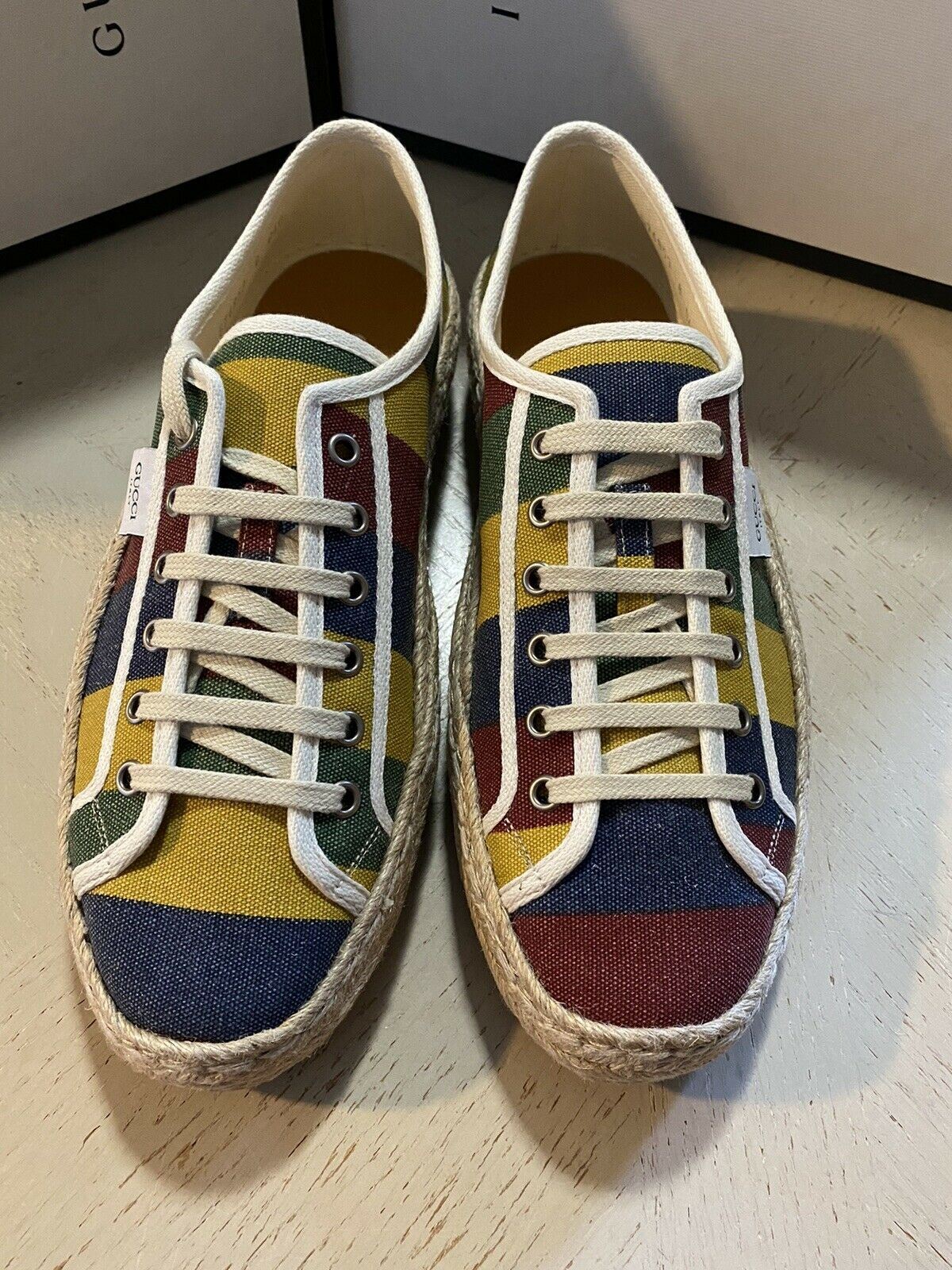 New Gucci Men Canvas Espadrille Shoes Multicolor 9 US/8 UK Italy