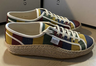 New Gucci Men Canvas Espadrille Shoes Multicolor 9 US/8 UK Italy