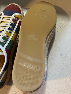 New Gucci Men Canvas Espadrille Shoes Multicolor 9 US/8 UK Italy