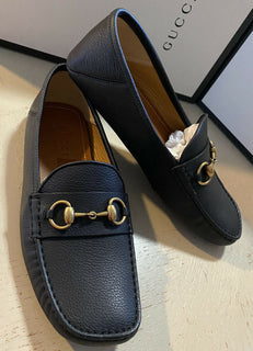 Neue Gucci Herren Leder Driver Loafers Schuhe Schwarz 7,5 US/6,5 UK Italien