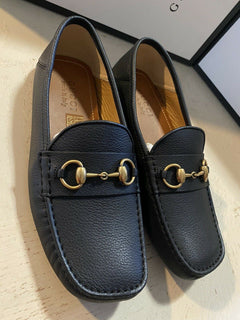 Neue Gucci Herren Leder Driver Loafers Schuhe Schwarz 7,5 US/6,5 UK Italien