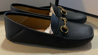 Neue Gucci Herren Leder Driver Loafers Schuhe Schwarz 7,5 US/6,5 UK Italien