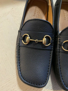 Neue Gucci Herren Leder Driver Loafers Schuhe Schwarz 7,5 US/6,5 UK Italien
