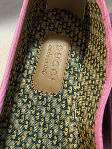 NIB $980 Мужские бархатные лоферы Gucci розовые 7,5 США / 6,5 Великобритания Италия