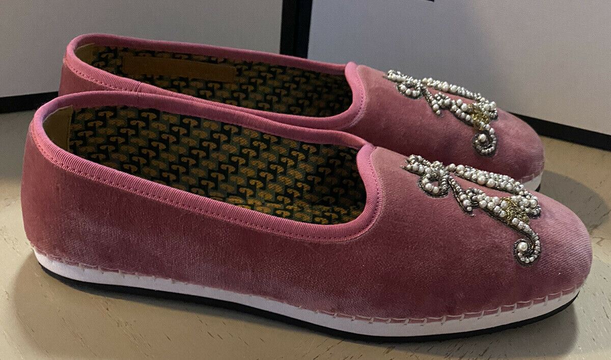 NIB 980 $ Gucci Herren-Loafer-Schuhe aus Samt, Rosa, 7,5 US / 6,5 UK, Italien