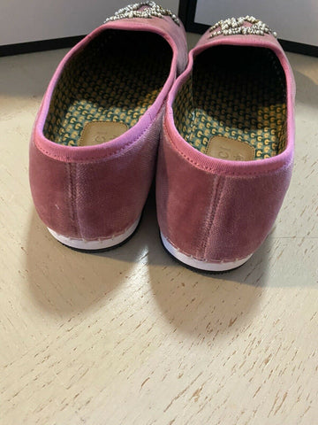 NIB $980 Мужские бархатные лоферы Gucci розовые 7,5 США / 6,5 Великобритания Италия