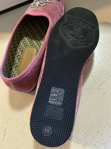 NIB $980 Мужские бархатные лоферы Gucci розовые 7,5 США / 6,5 Великобритания Италия