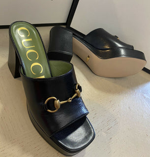 NIB Gucci Damen Leder GG Monogramm Sandalenschuhe Schwarz 8 US (38 Eu) Italien