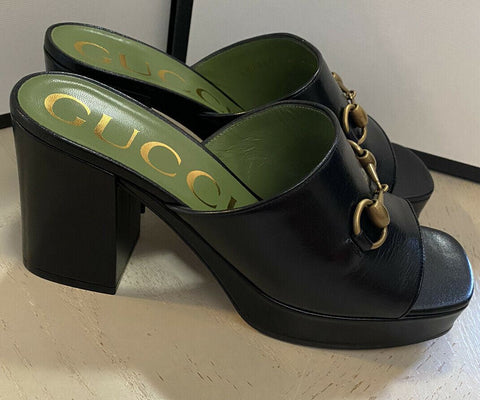 Женские кожаные сандалии NIB Gucci с монограммой GG, черные 8 США (38 ЕС) Италия